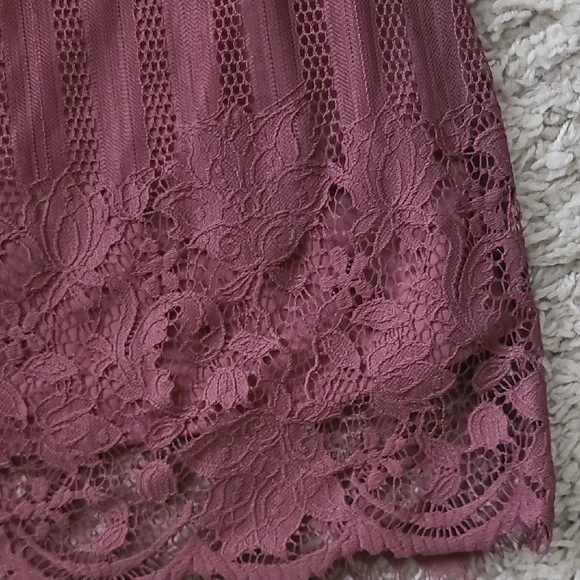 XXXL Sleeveless Lace Women's Dress - Burgundy - Picture 4 of 13